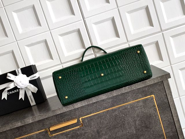 CC original crocodile calfskin medium tote bag AS6239 dark green