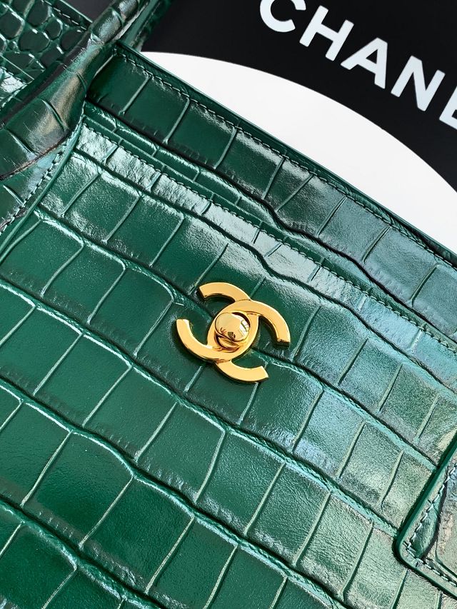 CC original crocodile calfskin medium tote bag AS6239 dark green