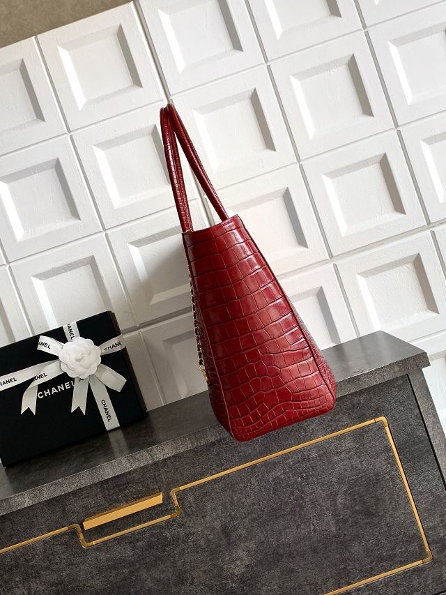 CC original crocodile calfskin medium tote bag AS6239 red
