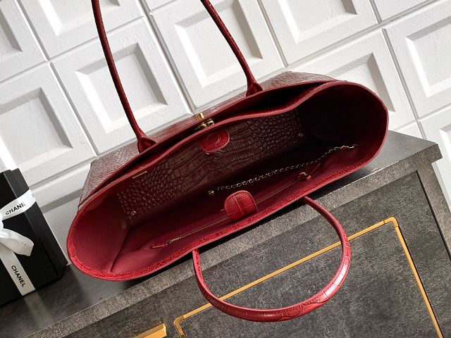CC original crocodile calfskin medium tote bag AS6239 red