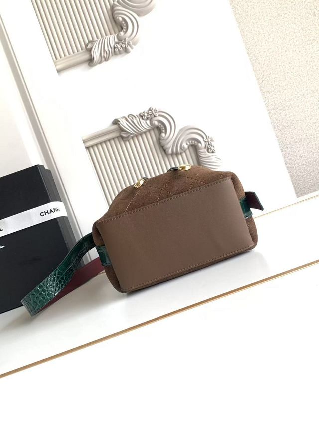 CC suede calfskin mini bucket bag AS6537 brown