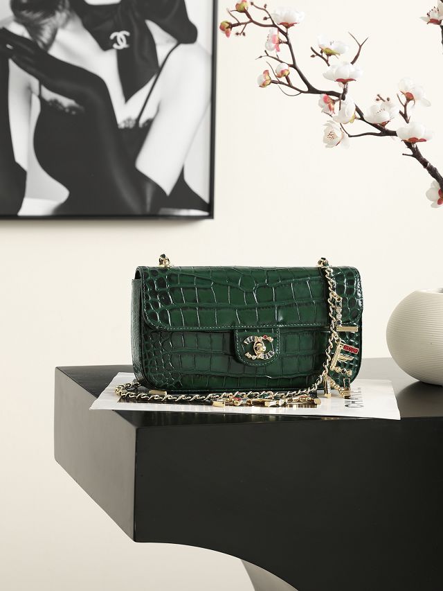 CC crocodile calfskin small flap bag AS6340