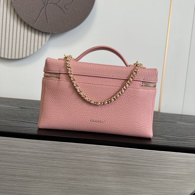 CC grained calfskin large vanity with chain AP5347 pink