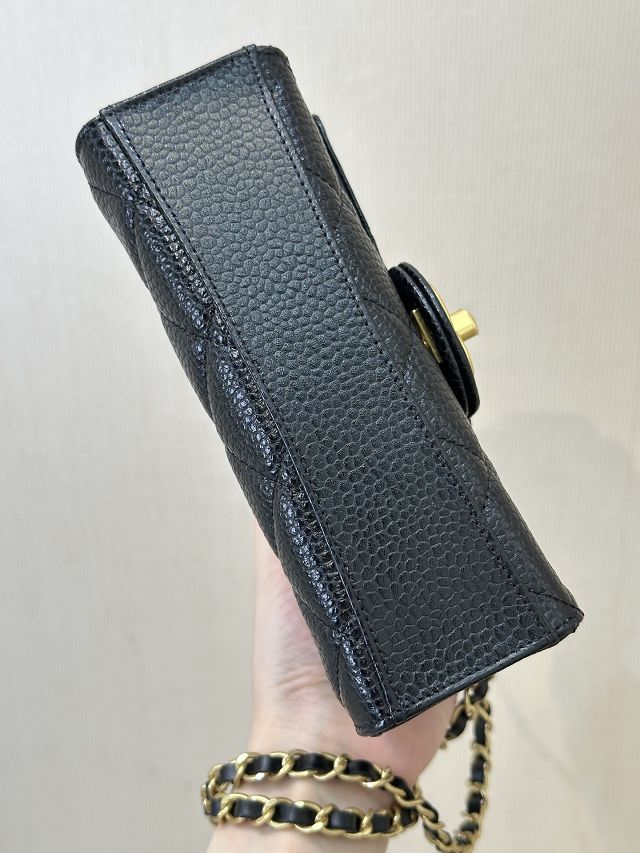 CC original grained calfskin clutch with chain AP5981 black