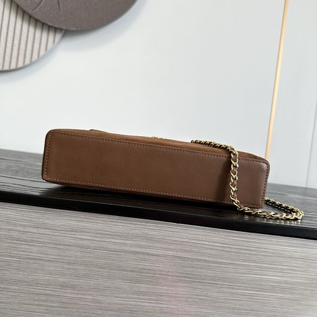 CC suede calfskin large vanity with chain AP5347 brown