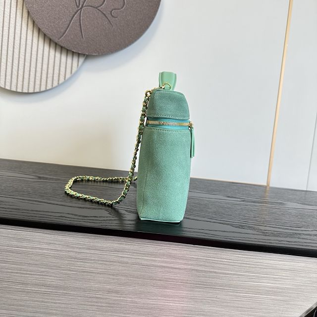 CC suede calfskin top handle flap bag AS6473 mint green