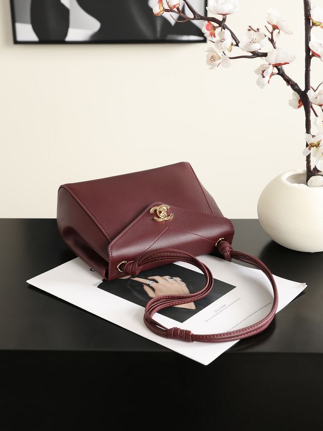 CC calfskin small flap bag AS6223 bordeaux