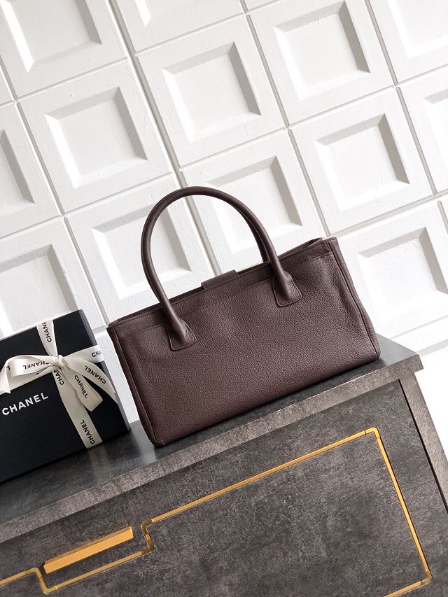 CC grained calfskin small tote bag AS2156 dark brown