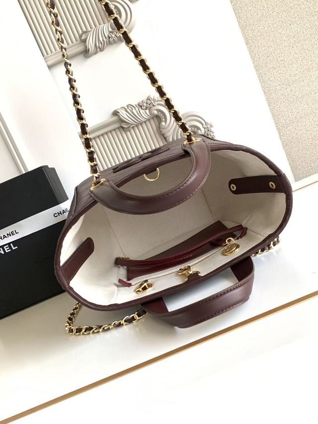 CC calfskin mini shopping bag AS6199 dark brown