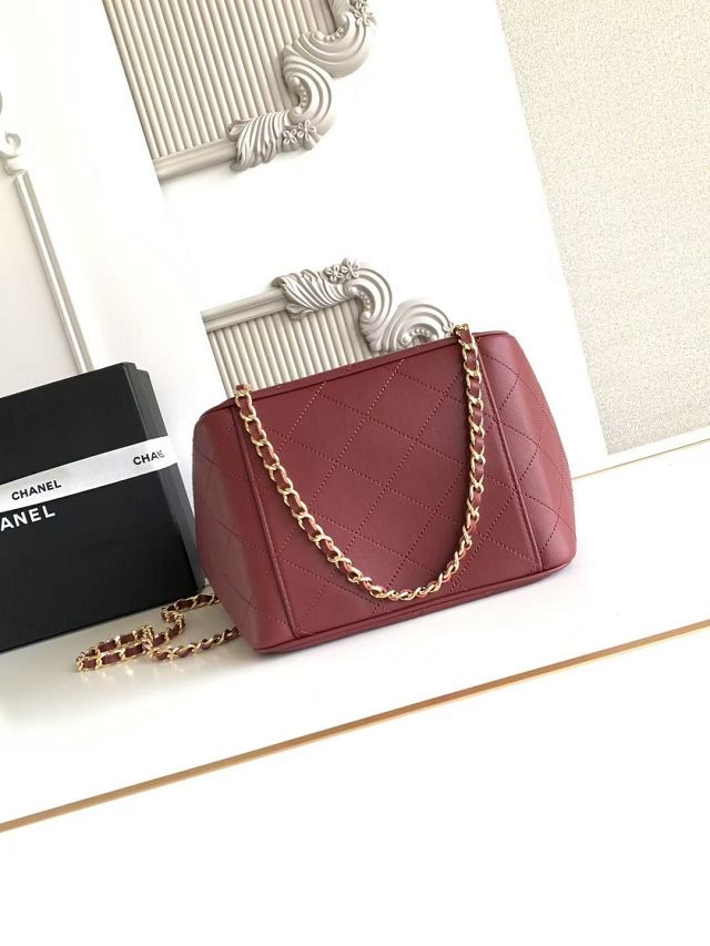 CC calfskin mini shopping bag AS6199 wine 