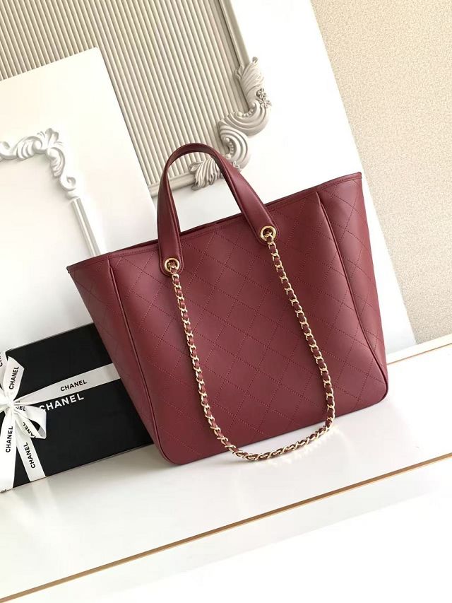CC calfskin small shopping bag AS6200 wine 
