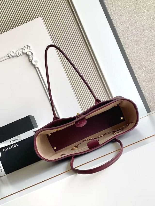 CC calfskin small tote bag AS6243 bordeaux