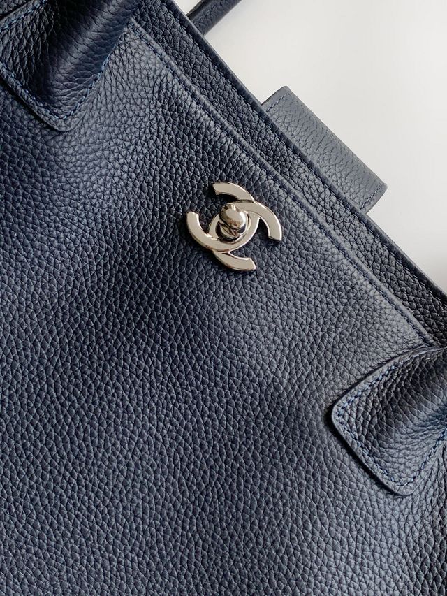 CC grained calfskin medium tote bag AS2157 dark blue