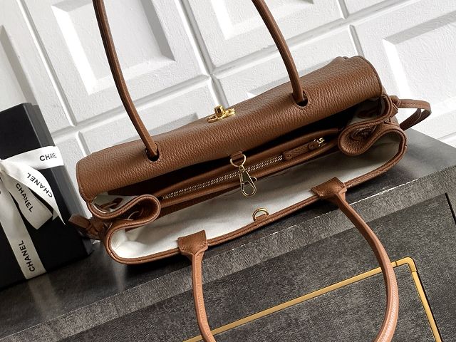 CC grained calfskin small shopping bag AS6288 brown