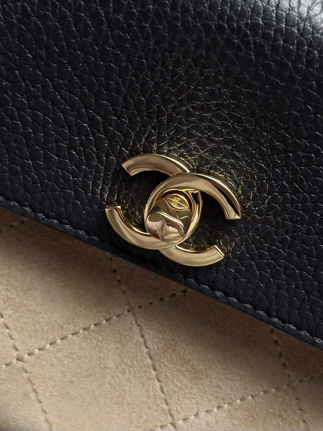 CC suede calfskin small shopping bag AS6288 black
