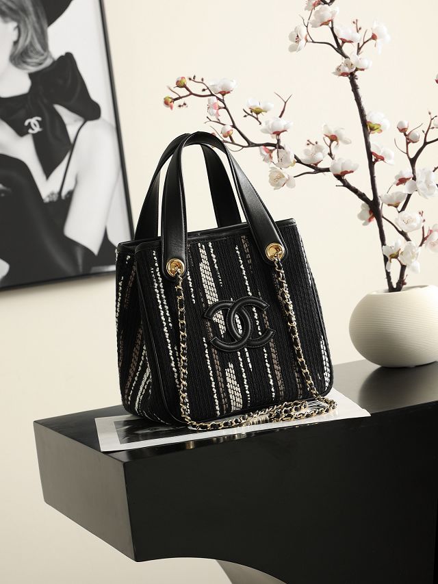 CC tweed mini shopping bag AS6199 black