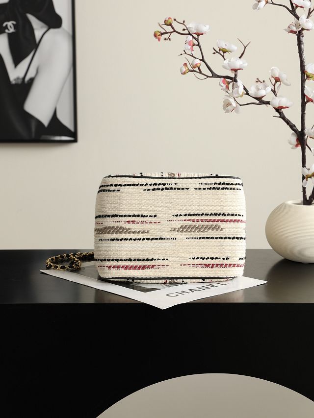 CC tweed mini shopping bag AS6199 white