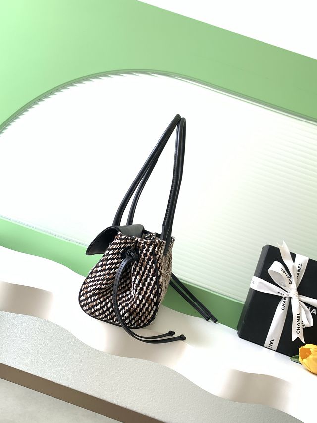 CC tweed small shopping bag AS6288 black