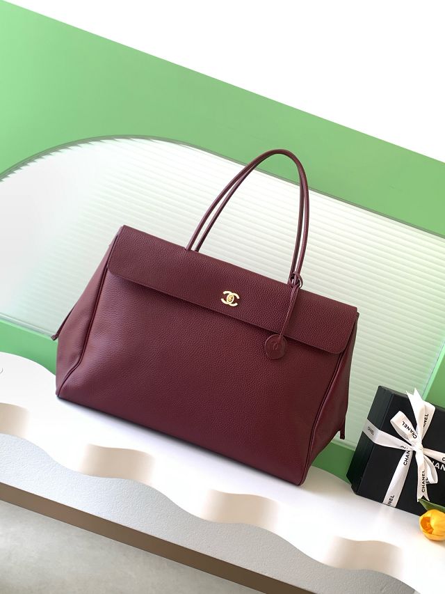 CC grained calfskin large shopping bag AS6289 bordeaux