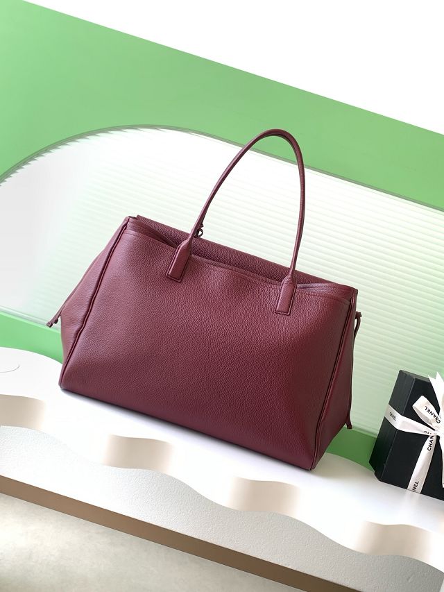 CC grained calfskin large shopping bag AS6289 bordeaux