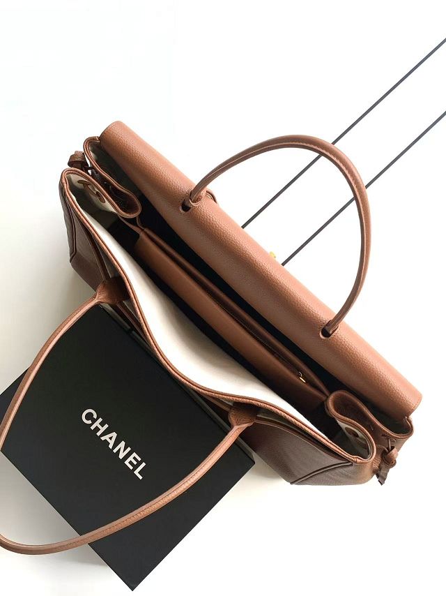 CC grained calfskin large shopping bag AS6289 brown