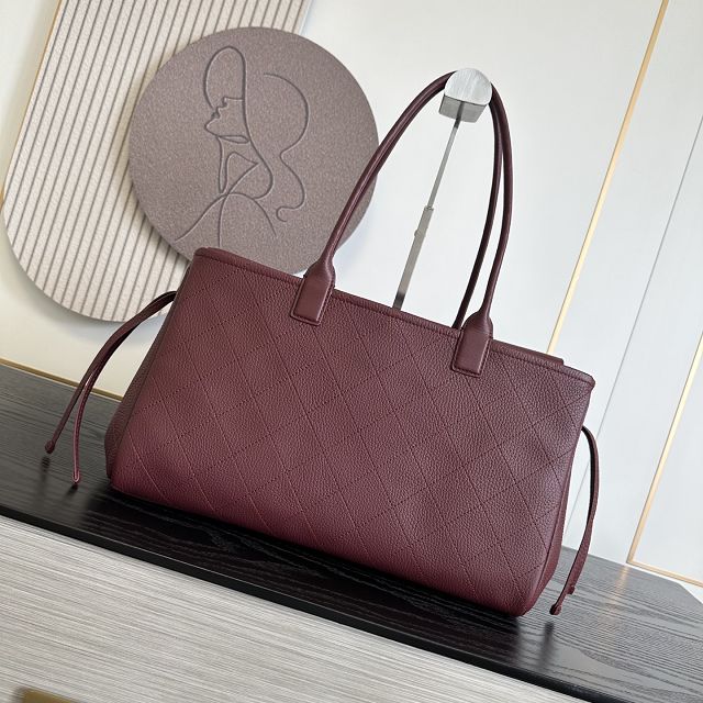 CC grained calfskin medium shopping bag AS6428 bordeaux