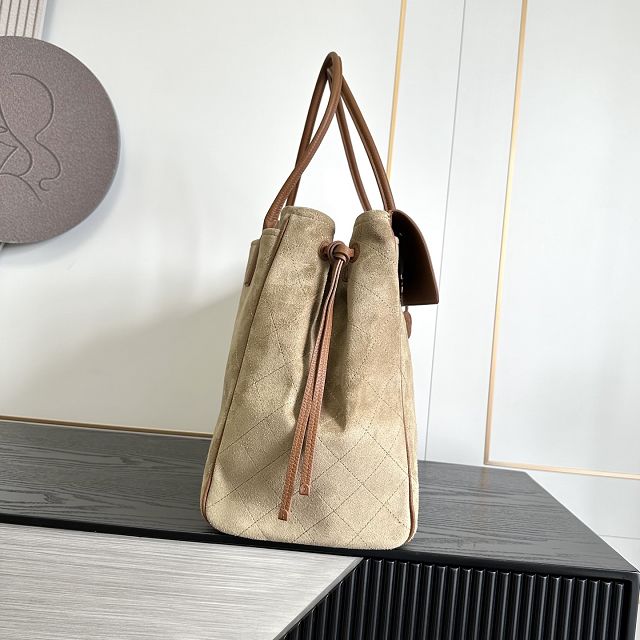 CC suede calfskin large shopping bag AS6289 brown