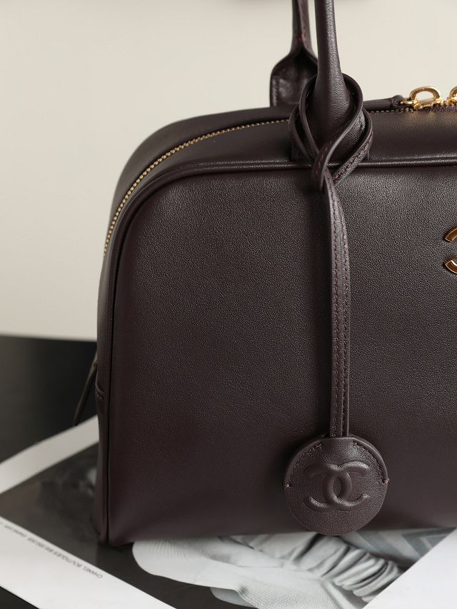 CC calfskin medium bowling bag AS6580 dark brown