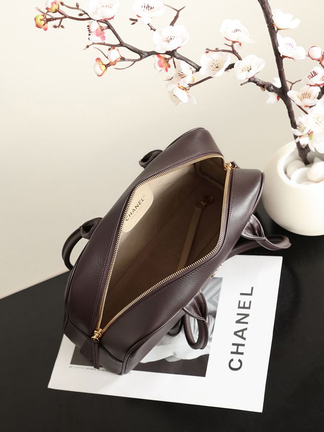 CC calfskin medium bowling bag AS6580 dark brown