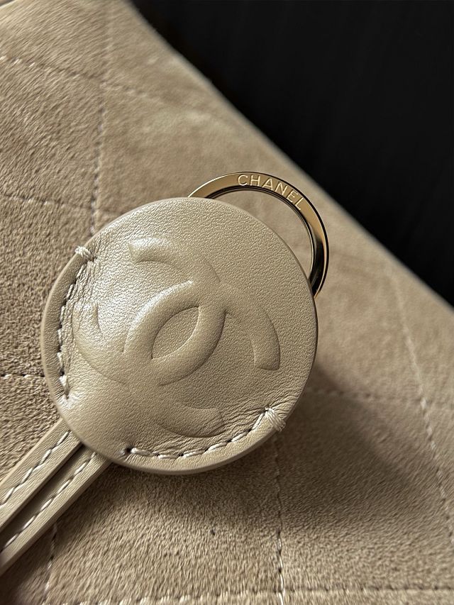 CC suede calfskin medium bowling bag AS6580 beige