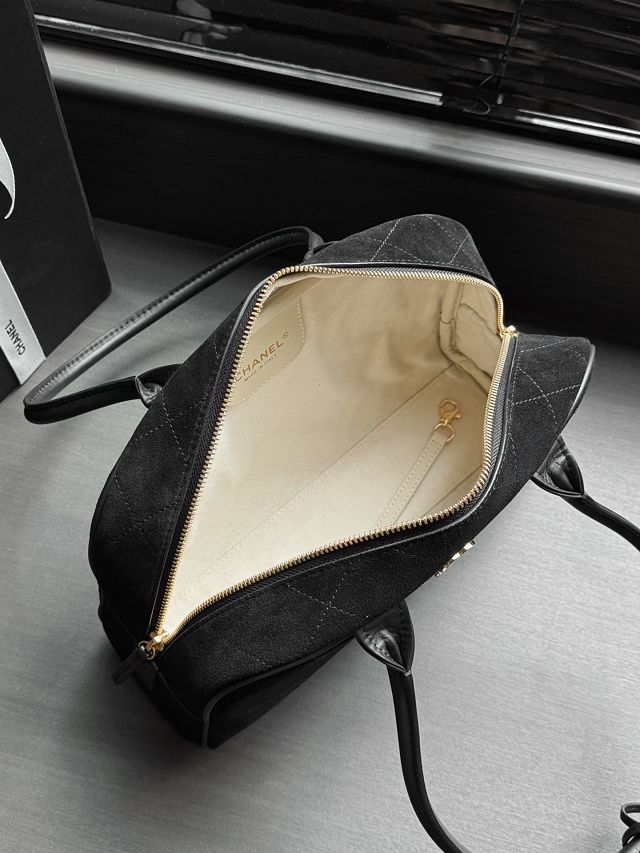 CC suede calfskin medium bowling bag AS6580 black