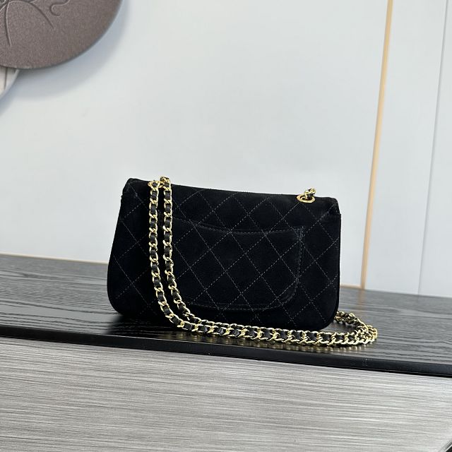 CC suede calfskin mini flap bag AS6626 black