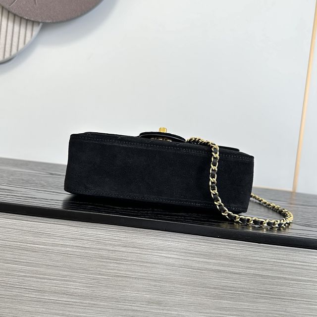 CC suede calfskin mini flap bag AS6626 black