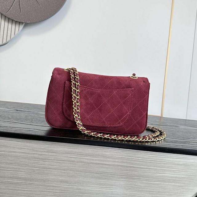 CC suede calfskin mini flap bag AS6626 bordeaux