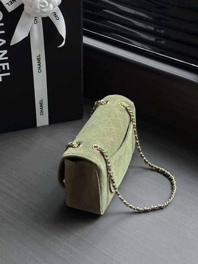 CC suede calfskin mini flap bag AS6626 green