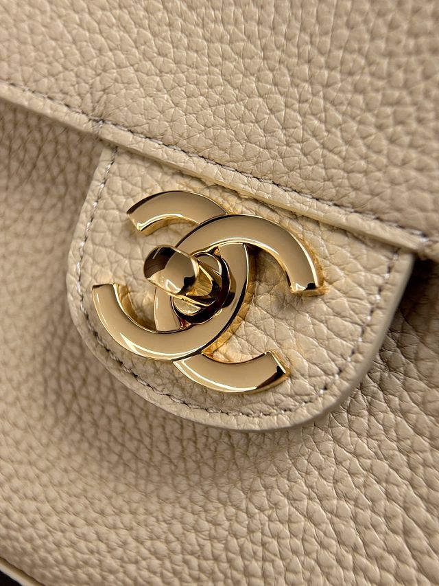 CC grained calfskin maxi flap bag AS6231 beige