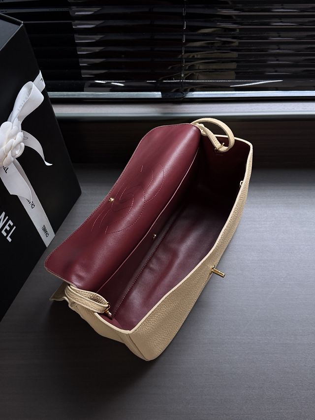 CC grained calfskin maxi flap bag AS6231 beige