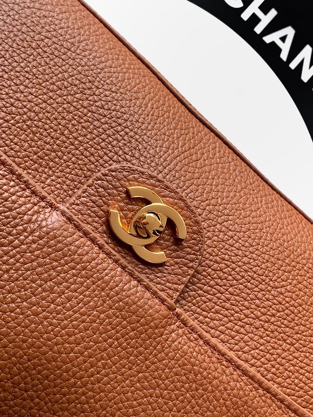 CC grained calfskin maxi flap bag AS6231 brown