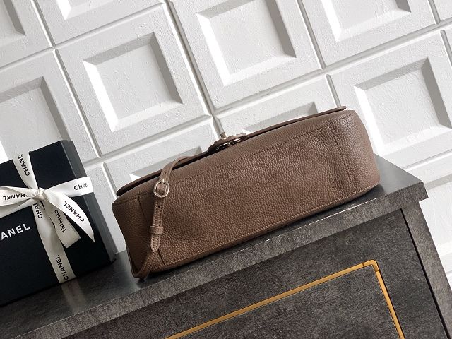 CC grained calfskin maxi flap bag AS6231 light brown