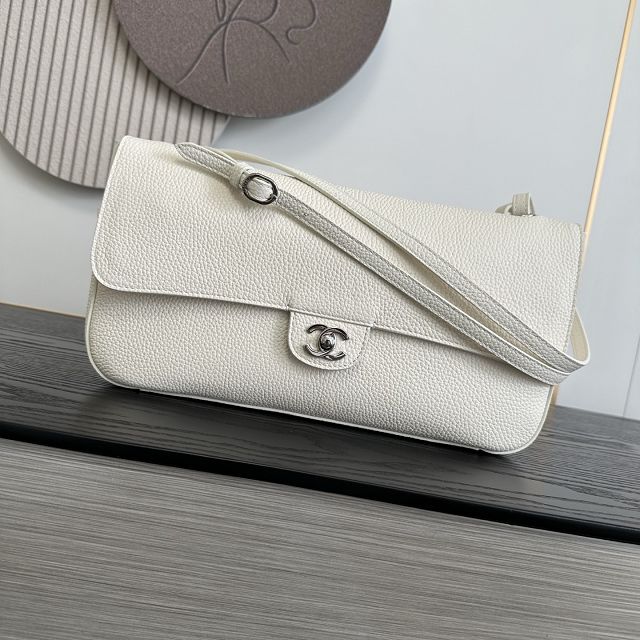 CC grained calfskin maxi flap bag AS6231 white