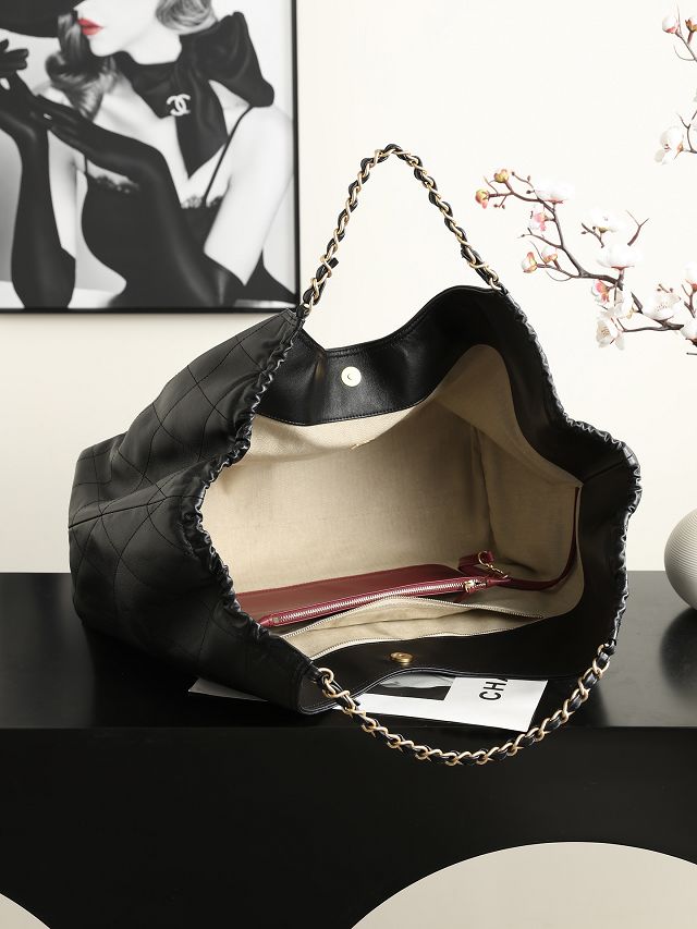CC lambskin large shopping bag AS6475 black