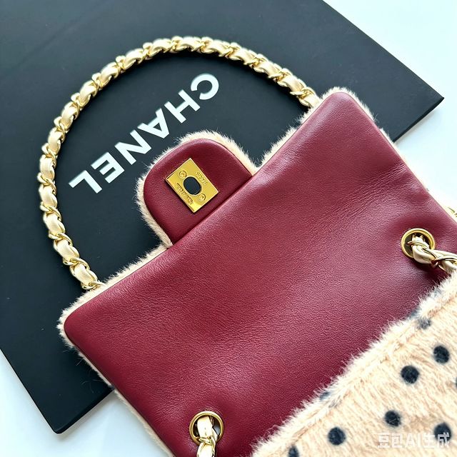 CC lambskin mini flap bag AS6514 beige