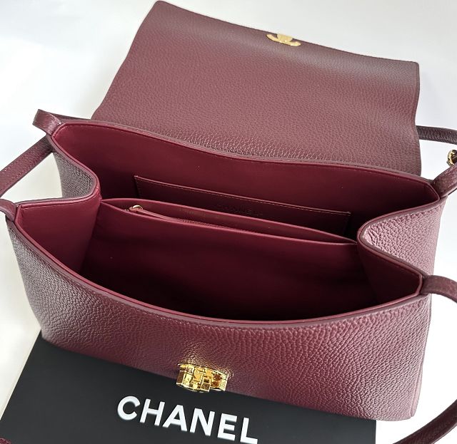 CC grained calfskin maxi flap bag AS6482 bordeaux