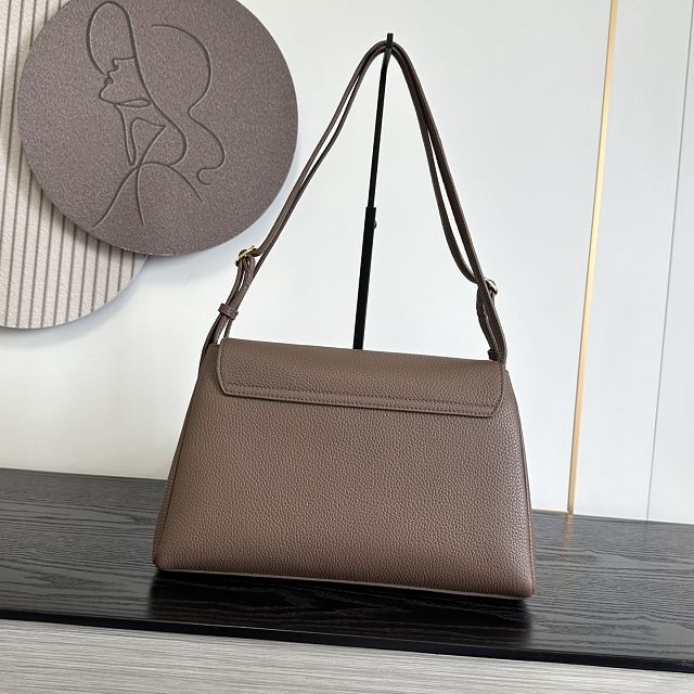 CC grained calfskin maxi flap bag AS6482 light brown