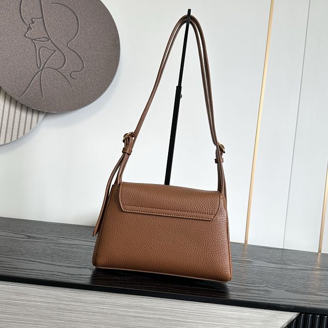 CC grained calfskin small flap bag AS6489 brown