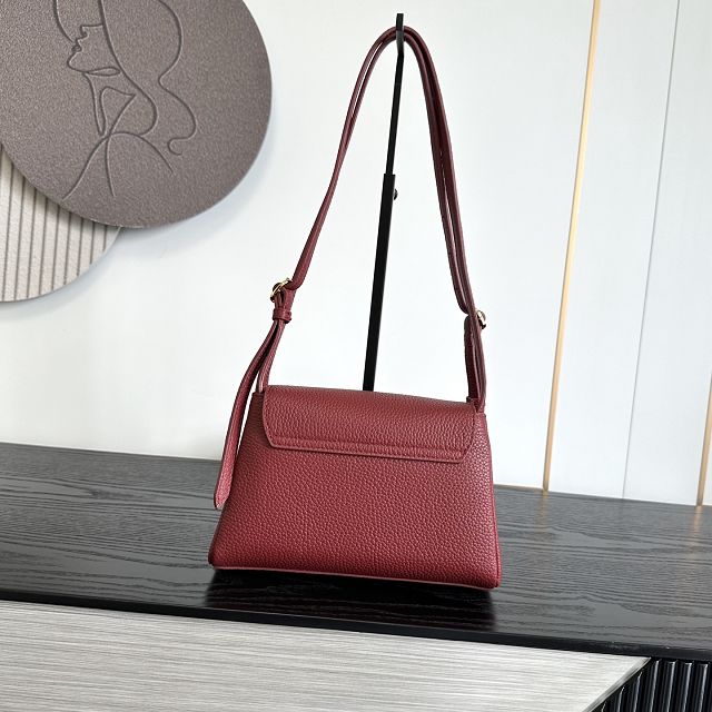 CC grained calfskin small flap bag AS6489 red
