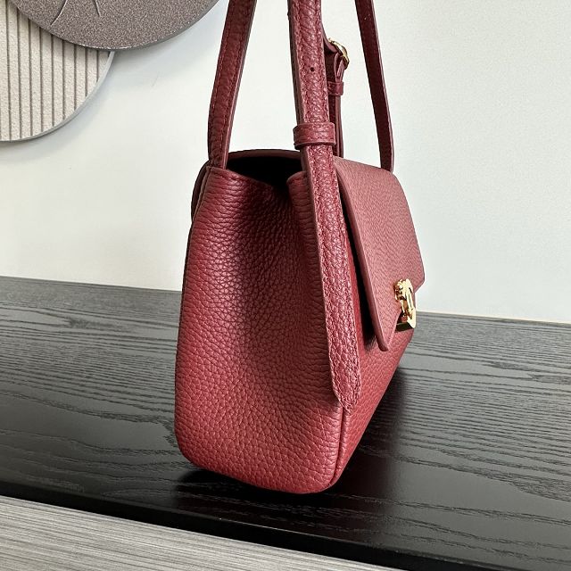CC grained calfskin small flap bag AS6489 red