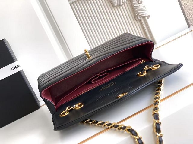CC lambskin medium flap bag AS6497 black 