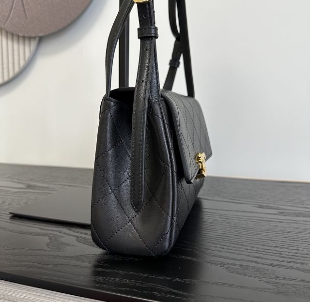 CC lambskin small flap bag AS6489 black