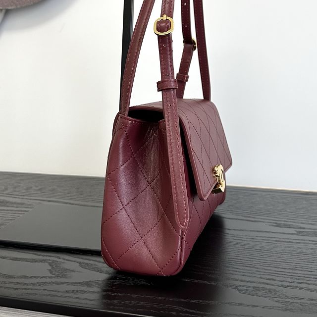 CC lambskin small flap bag AS6489 bordeaux